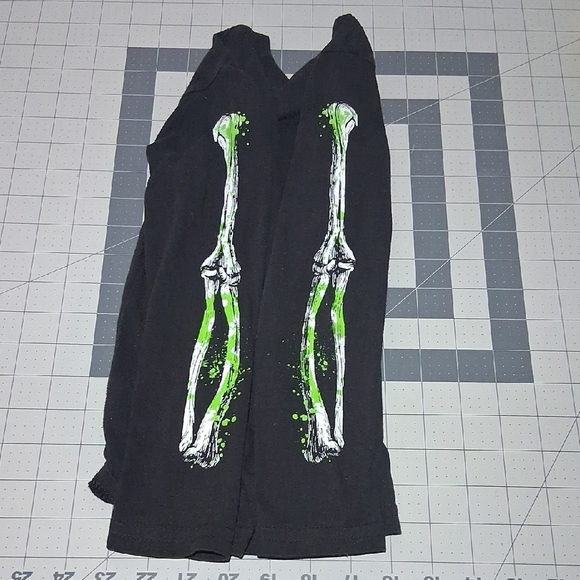 Spooky Skeleton Long Sleeve Tee - Black, Green, and White - Picture 4 of 4